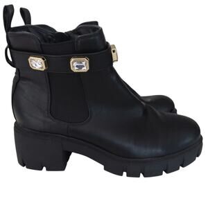 Steve Madden Black Chunk Lug Sole Chelsea boots Rhinestone Whimsigoth Vamp Rave
